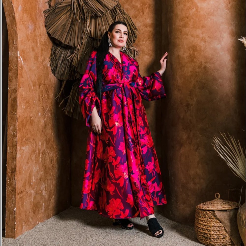 Parisian Coat in "La Gazzetta" BYVINNIK 💗 Luxury Pink & Purple Floral Coat 💜